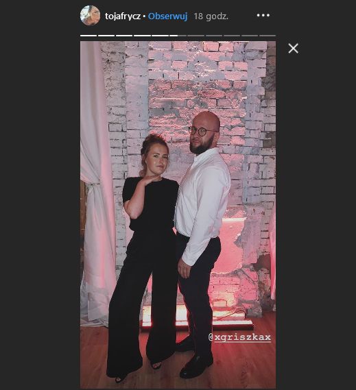 Olga Frycz z partnerem na ślubie Mai Bohosiewicz