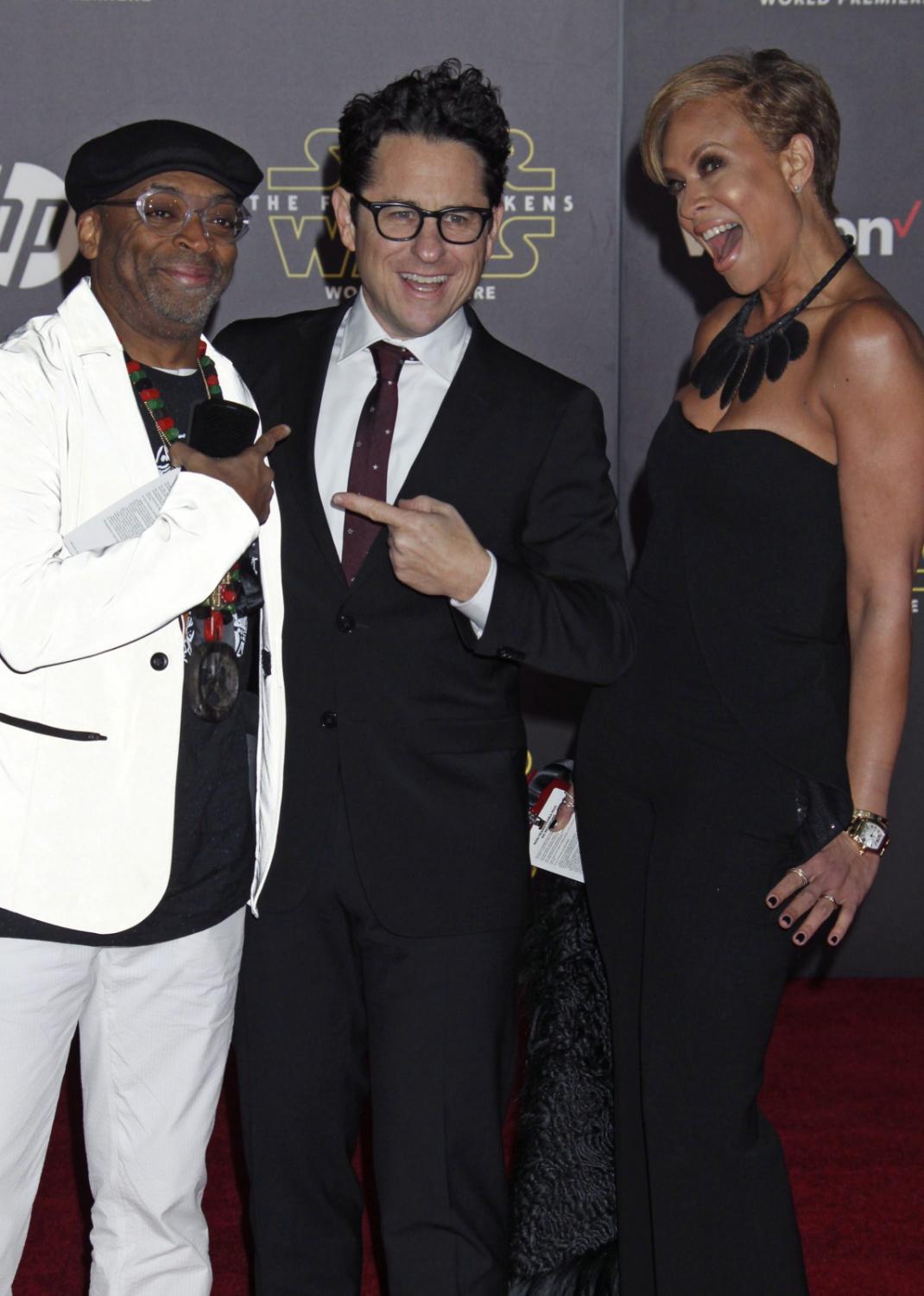 Spike Lee, Tonya Lewis Lee i reżyser "Przebudzenia Mocy" J.J. Abrams