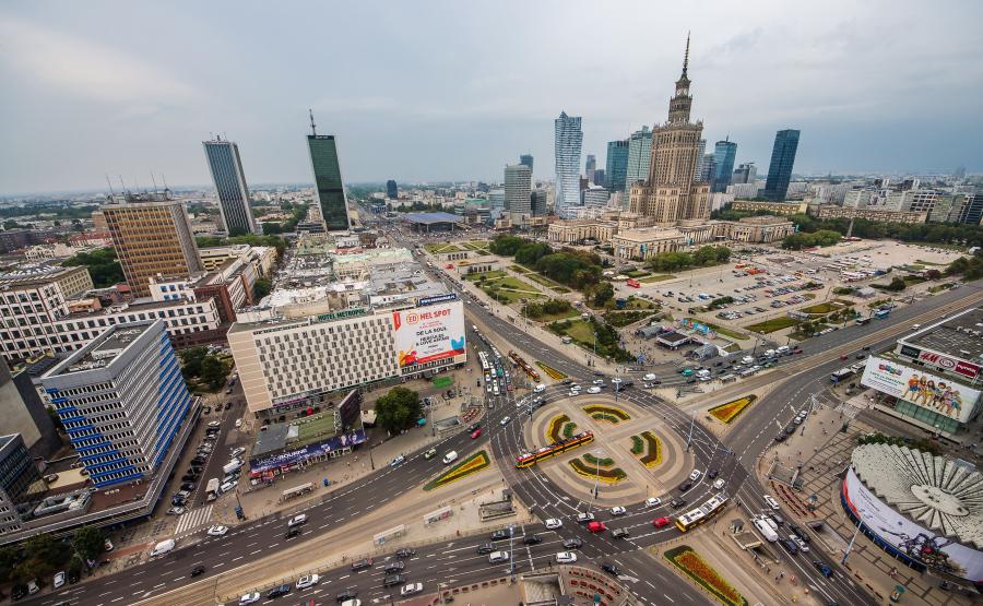Centrum Warszawy. Pałac Kultury i Nauki w tle